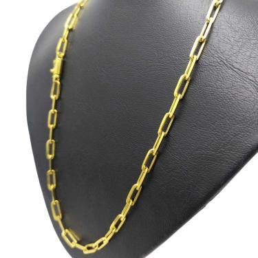 Imagem de Corrente Cordão Banhado Ouro 18k Kartie Cadeado Longo Fecho Gaveta 5MM - 80CM