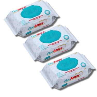 Imagem de Kit 3 Toalha / Lenços Umedecidos Premium Infantil Puro Amor Com 100 Un