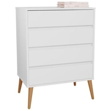 Imagem de Cômoda 100% MDF Com 4 Gavetas Branca - Fiori - Robel Móveis - Cômoda R