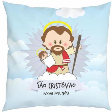 Imagem de Almofada Com Enchimento Oração Santinhos São Cristóvão - Core Decore
