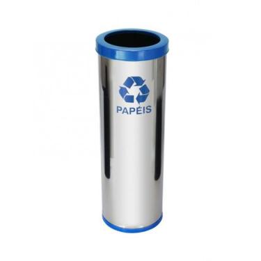 Imagem de Jj.c30 - lixeira em aço inox com aro pintado 30l - JJ Comércio, Azul