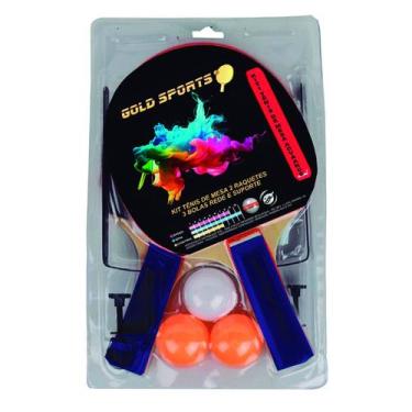 Imagem de Kit tênis de Mesa Gold Sports Advance - 2 raques 3 bolas rede e suport