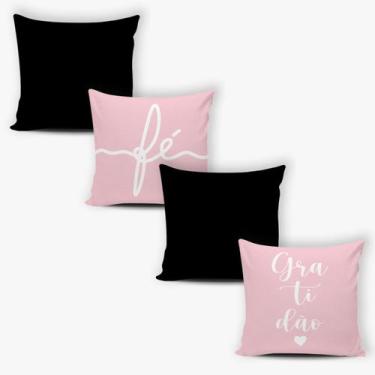 Imagem de Kit 4 Capas de Almofadas Decorativas com Zíper + 4 refil de almofada  