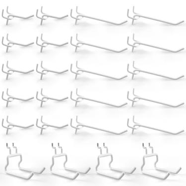 Imagem de G.CORE Pacote com 24 ganchos para quadro de estacas de 5 cm, 10 cm, cabides utilitários de ferramentas para quadro de pinos de 1/10.2 cm, suportes de prateleiras de metal resistente, organizadores de