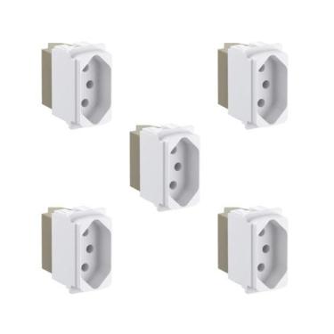 Imagem de Kit 5 Mód Tomada 2P+T 20A Branco Borne Parafuso Zeffia Pial - Pial Leg