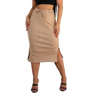 Imagem de Saia Midi De Moletinho Canelada Moda Modesta Cristã Inverno - 300140 -