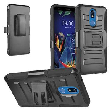 Imagem de Z-GEN – para LG K40, Harmony 3, Xpression Plus 2 (2019) LM-X420, LG Solo LTE L423DL – Capa protetora híbrida para telefone com clipe de cinto/suporte + protetor de tela de vidro temperado, CV1 Black