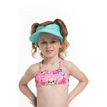 Imagem de Viseira Filtro UV 50+ Infantil Menina - Metida Moça, P, Verde agua