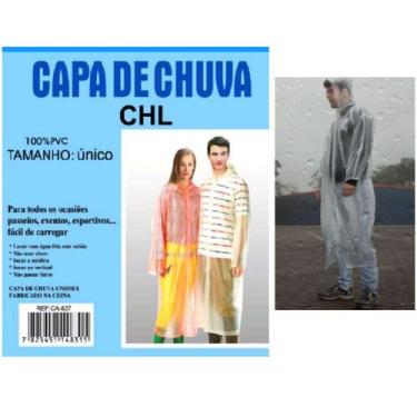 Imagem de Capa de Chuva Reforçada Transparente PVC Impermeável: Adulto Unissex -