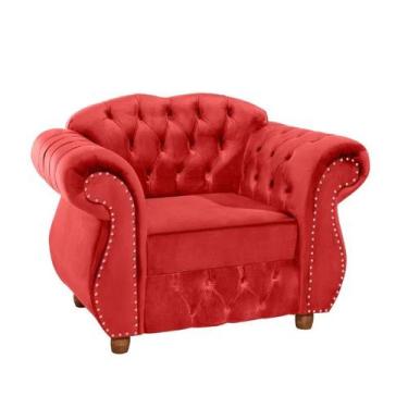 Imagem de  Duas Poltronas Chesterfield Merlo - Suede Vermelho / decoração, sala 