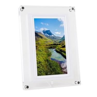 Imagem de Porta-retratos Digital de 7 Polegadas, Porta-retratos de Acrílico Com Reprodução de Rotação Automática, Memória 4G, LED Colorido, Bateria de 1500mAh, Porta-retratos de Vídeo para
