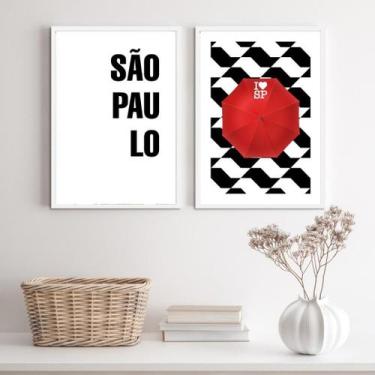 Imagem de Quadros I Love São Paulo 33x24cm - Moldura Branca - Quadros On-Line
