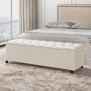 Imagem de Recamier Baú com Rodízios Cancun 1,30m Linho Crú - VILLA CASA DECOR, B