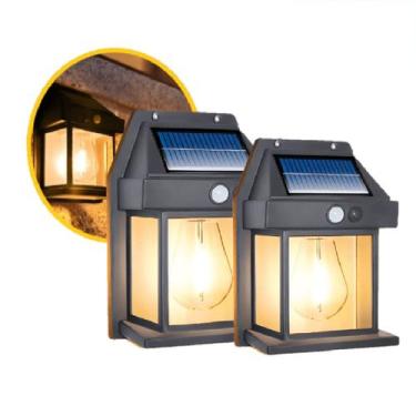 Imagem de 2 Peças Luminária de Parede Externa Com Energia Solar Arandela LED Lâm