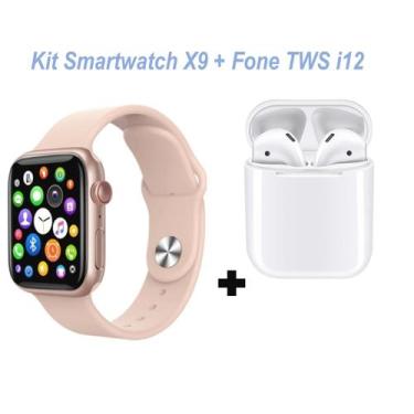 Imagem de Kit Relógio Smartwatch X9 Faz Ligação e Recebe + Fone Bluetooth - Alzz