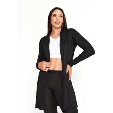 Imagem de Kimono Casaco Cardigan Reto Aberto Canelado-Feminino