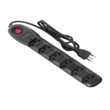 Imagem de Filtro De Linha Pvc Com 6 Tomadas Com Fusivel Bivolt Preto - Megatron