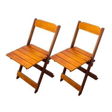 Imagem de 2 Cadeiras Dobravel Em Madeira Maciça Para Bar Churrasco (Mel)