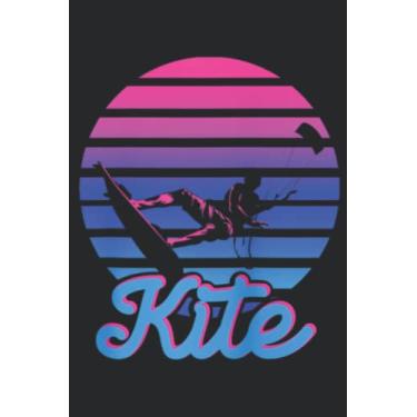 Imagem de Kite Vintage Surf Retro Sunset Kiteboarding Kiteboarder Gift Raglan Baseball Pretty: Lined Journal Notebook To Do Schedule, Medium 6x9 Inches, 100 Pages, Printed Cover