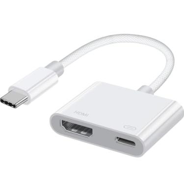 Imagem de Adaptador USB C para HDMI, adaptador USB tipo C, conversor AV multiportas com saída HDMI 4K e porta de carregamento rápido USB C 60W compatível com MacBook Pro/Air 2020, 2019, iPad Pro 2019, etc