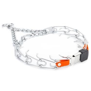 Imagem de Herm Sprenger Coleira para cães de aço cromado com fivela ClicLock de liberação rápida e coleira de treinamento de inserção de biotano para cães feita na Alemanha (Hunter Orange, 58,4 cm x 3,2 mm