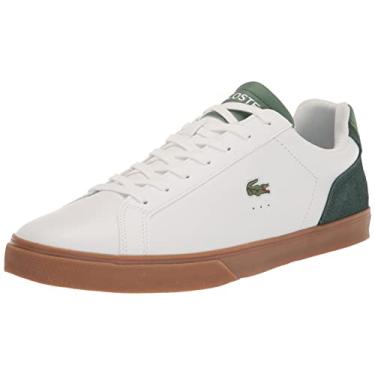 Imagem de Lacoste Tênis masculino Lerond Pro Baseline de couro, Branco/Goma, 42