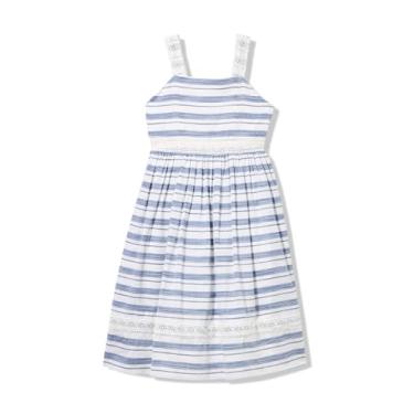 Imagem de Speechless Vestido feminino de popelina de algodão sem mangas, Branco/Jeans, 7