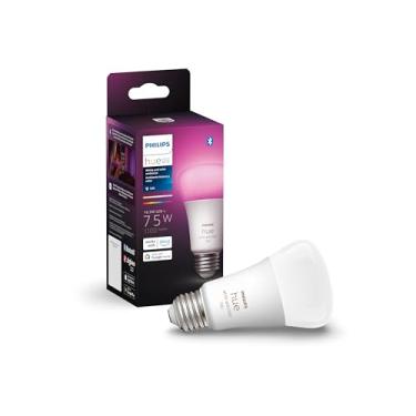 Imagem de Philips Hue Lâmpada de LED Smart 75W A19 – Luz branca e colorida que muda de cor – 1 pacote – 1100LM – E26 – Interna – Controle com aplicativo Hue – Funciona com Alexa, Google Assistant e Apple Homekit