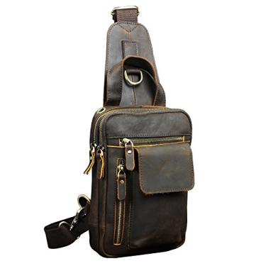 Imagem de Le'aokuu Bolsa tiracolo masculina casual para viagem ao ar livre, ciclismo, chá, tiracolo, alça de ombro, mochila masculina de couro, Cinza, One_Size, Ciclismo