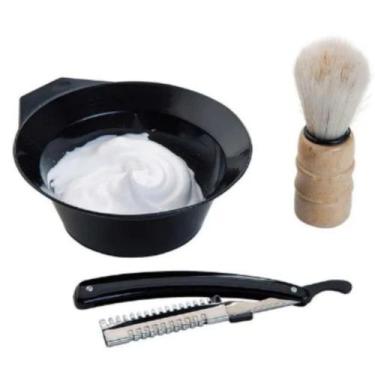 Imagem de Kit 3 Peças Para Barbear Barba Navalhete Pincel Tigela Homem C01 - Pra