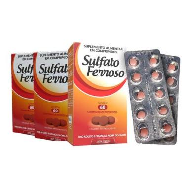 Imagem de Sulfato Ferroso em Comprimido Arte Nativa 3 X 60 Comprimidos - Aura Nu