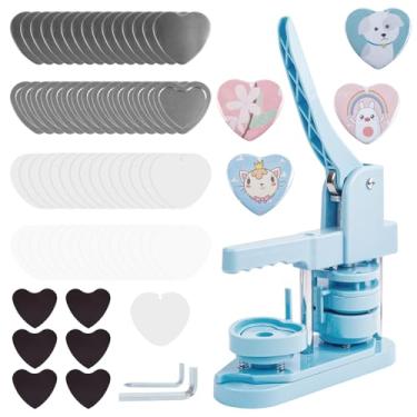 Imagem de MK.Bear Máquina De Fazer Botões De Ímã De Geladeira, Máquina De Fazer Pinos Em Forma De Coração De 57 Mm/2,24 Pol. Para Ímã De Geladeira, Máquina De Prensa De Botão De Coração Faça Você Mesmo Com 10