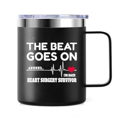 Imagem de Presentes de recuperação de cirurgia cardíaca, batimento cardíaco de sobrevivente de ataque cardíaco para paciente de artéria coronária de médico enfermeiro, caneca de cirurgia de bypass 340 g,