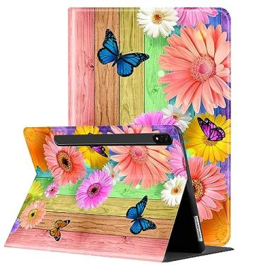 Imagem de Capa para tablet Samsung Galaxy Tab S8 Plus 2022/ Tab S7 FE 5G 2021/ Tab S7 Plus 2020 de 12,5 polegadas, suporte multiângulo com capa de proteção automática para hibernar/despertar - margarida