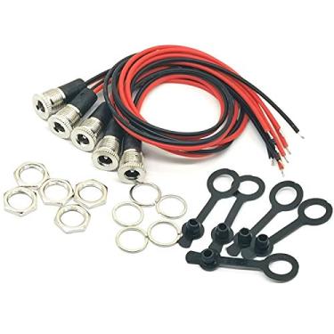 Imagem de AYECEHI Pacote com 5,5 x 2,1 mm 10A DC-099 Adaptador conector de tomada fêmea rosqueado com tampa à prova d'água