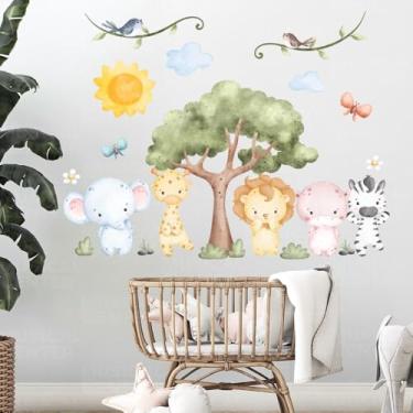 Imagem de Papel de Parede Adesivo Safari Infantil Quarto Bebê Kids Animais da Selva Decoração Fácil Aplicação