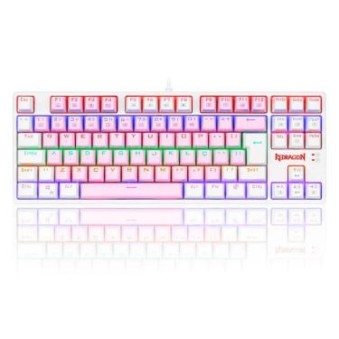 Imagem de Teclado Mecânico Gamer Redragon Daska ABNT2 Rainbow Switch Marrom Rosa e Branco - K576PW-R PT-BROWN
