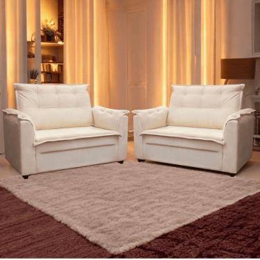 Imagem de Kit 02 Sofás 2 Lugares Namoradeira Marrocos 1,40m Sala De Tv Estar Recepção Suede Bege Mabe Magazine