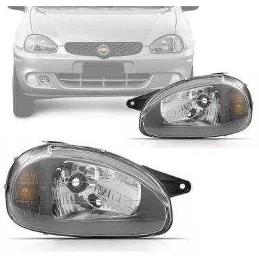 Imagem de Farol Corsa 2000 01 02 03 À 09 Carcaça Preta Mascara Cinza - Vic, Esqu