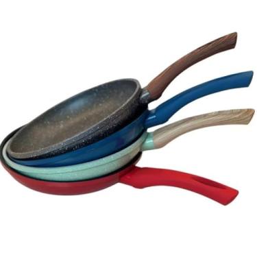 Imagem de Frigideira 24cm Antiaderente Indução Gás Cerâmica Não Gruda Frita sem Oleo(VERMELHO)