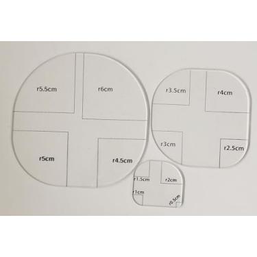 Imagem de HONEYSEW Modelo de encadernação de canto de retalhos transparente design de porta-copos estêncil régua de desenho curva de canto arredondado vários tamanhos