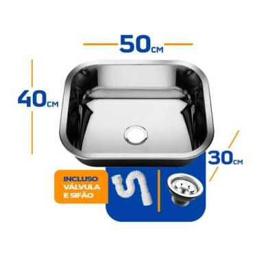 Imagem de Cuba As Pia Inox Industrial Lavanderia Aço 304 50x40x30