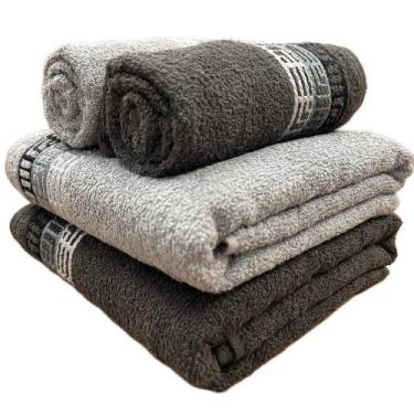 Imagem de Jogo de Banho Karsten 4 peças Softmax Jacquard Macio Textura, BO Carbo