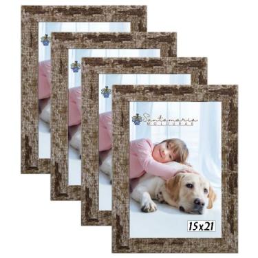 Imagem de Kit 4 Molduras Porta Retrato 15X21 Marrom - Santamaria Molduras