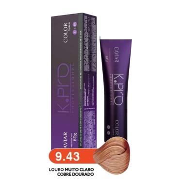 Imagem de Tintura Profissional k.pro Caviar Color 9.43 Loiro Muito Claro Cobre Dourado 60g