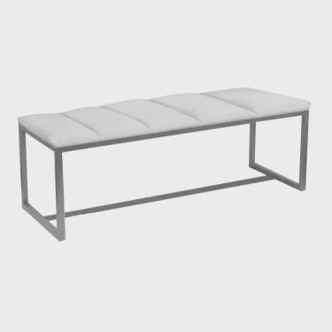 Imagem de Recamier Industrial Carla 100cm Solteiro Quarto Box Cama Ferro Cinza Corino Branco - Ahz Móveis