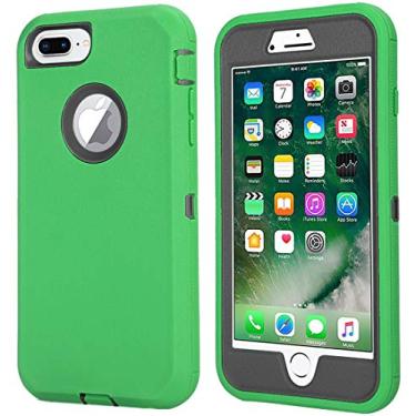 Imagem de Annymall Capa compatível com iPhone 8 Plus/iPhone 7 Plus, protetor de tela integrado [resistente] capa resistente 4 em 1 à prova de choque para Apple iPhone 7 Plus e iPhone 8 Plus (verde/preto)
