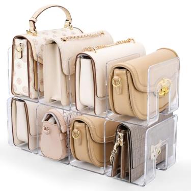 Imagem de AMZABBY Divisor de prateleira para armário, 2 organizadores de bolsa transparentes para armário, separadores de bolsa de acrílico, organizador de armazenamento, divisórias separadoras de estante |