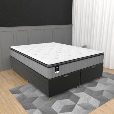 Imagem de Cama Box Baú Queen 158cm Molas Ensacadas Tower JSW Hf V25 Gazin - Cinza com Preto