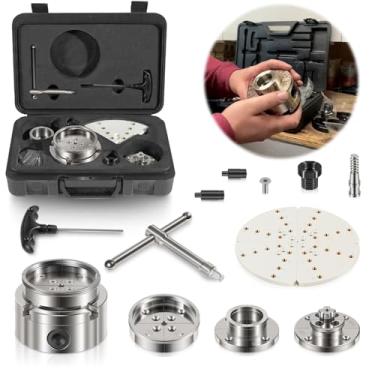 Imagem de Mandril de torno de madeira de 4 garras para Nova, rosca TPI de 2,5 cm x 8 com adaptador TPI de 3/10.2 cm x 16, conjunto de mandril de torneamento de madeira autocentrante de 10 cm